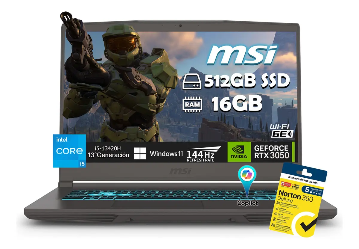 Laptop Gamer MSI Thin 15 i5-13420H RTX 3050 16GB