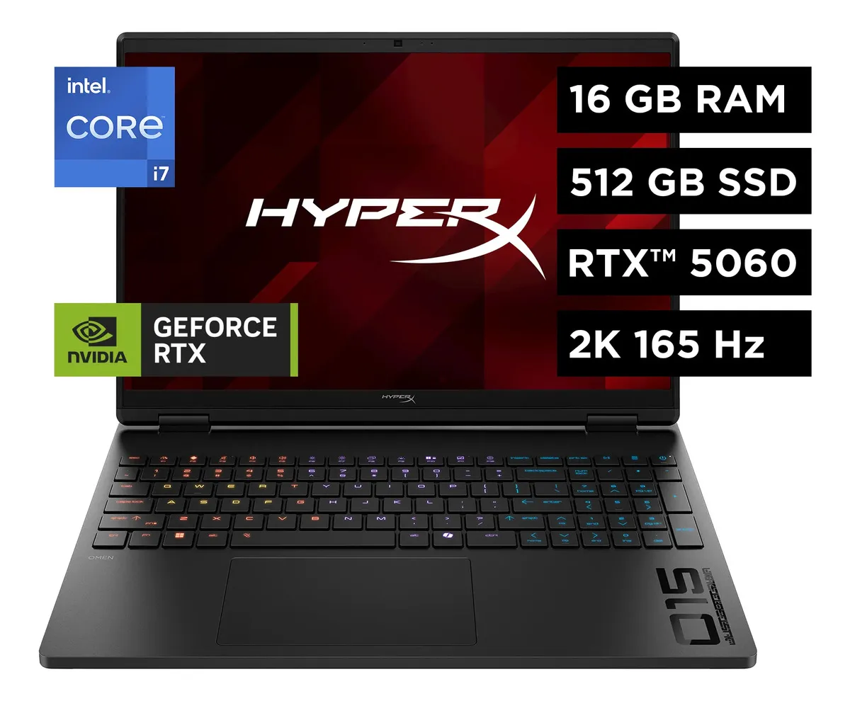 Notebook Gamer HyperX OMEN by HP i7 RTX 5060 16GB 2K 165Hz