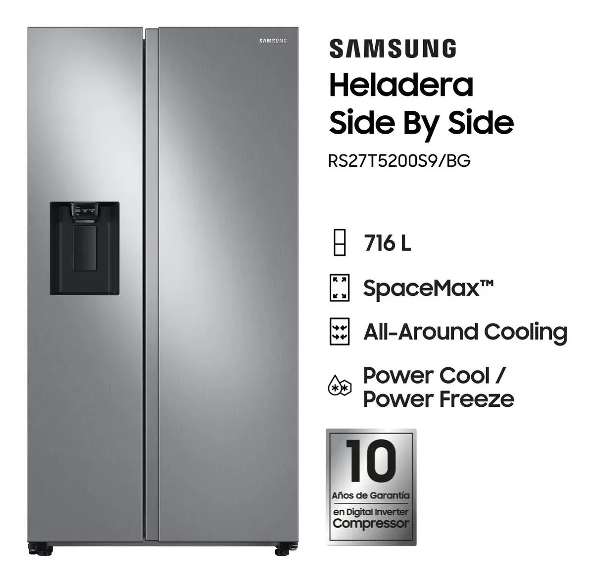 Heladera Side By Side Samsung 716L rs27t5200s9 Inox