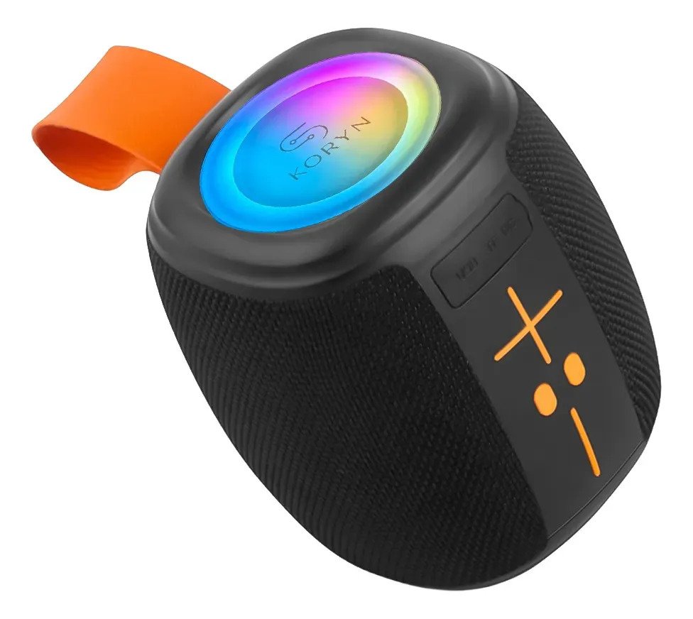 Parlante Inalambrico 10w Koryn Bluetooth 1200mah Luces Negro