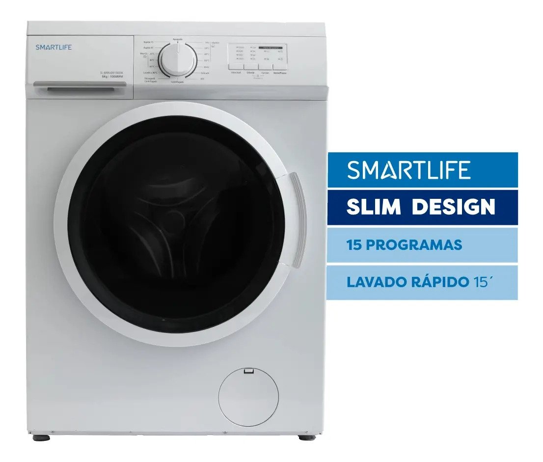 Lavarropas Automatico Smartlife 6kg Slim Design Color Blanco detalle 1