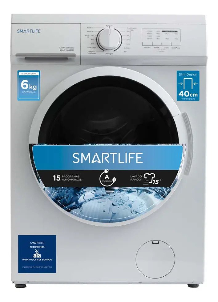 Lavarropas Automatico Smartlife 6kg Slim Design Color Blanco detalle 2