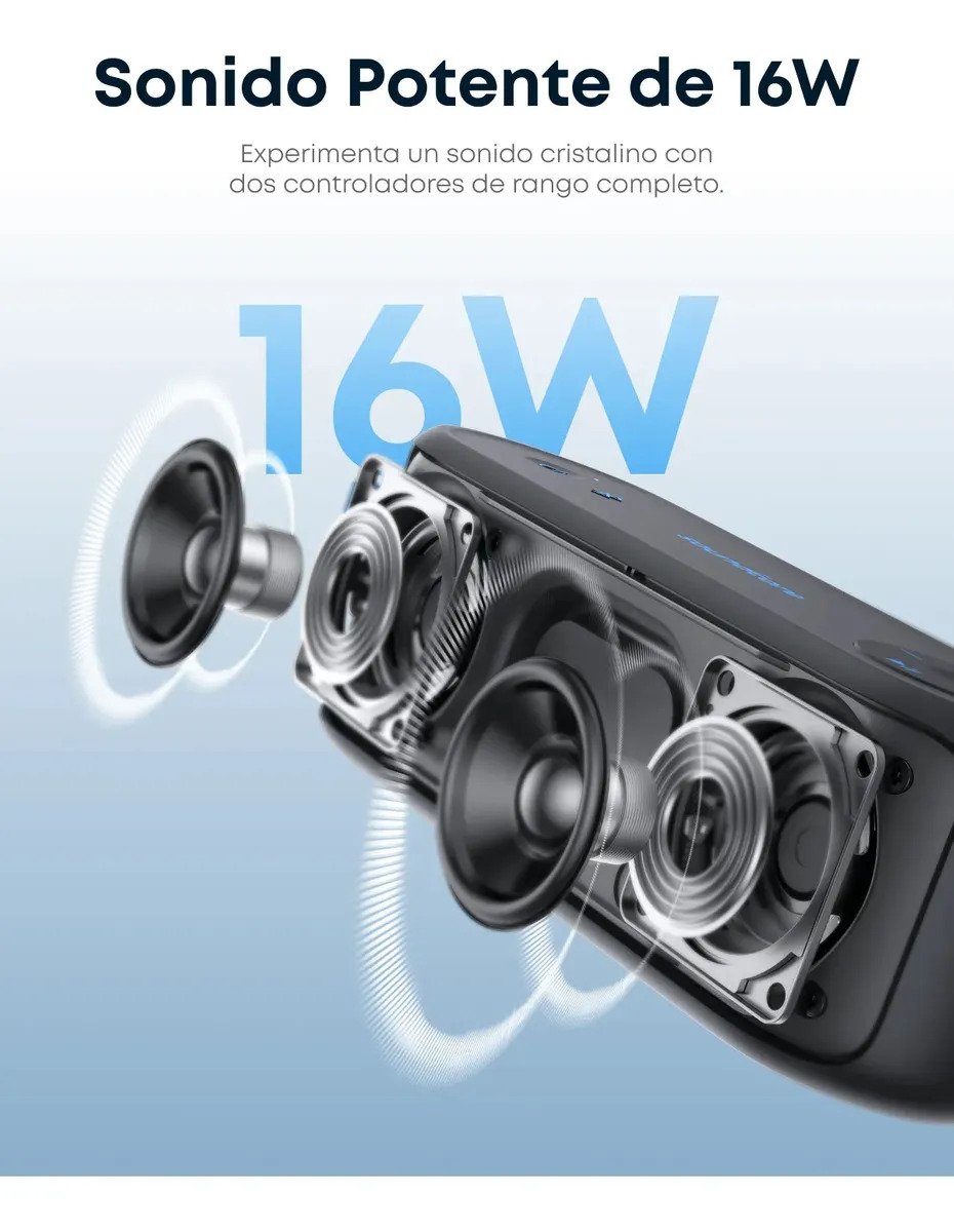 Parlante Portatil Soundcore Select 3 Con Bluetooth 16w Bassup Y 20h De Bateria