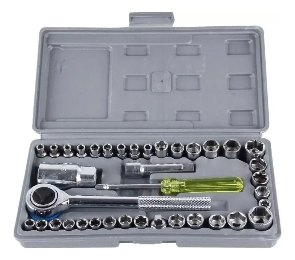 Caja De Herramientas Juego Llave Tubo Kit 40 Piezas Estuche