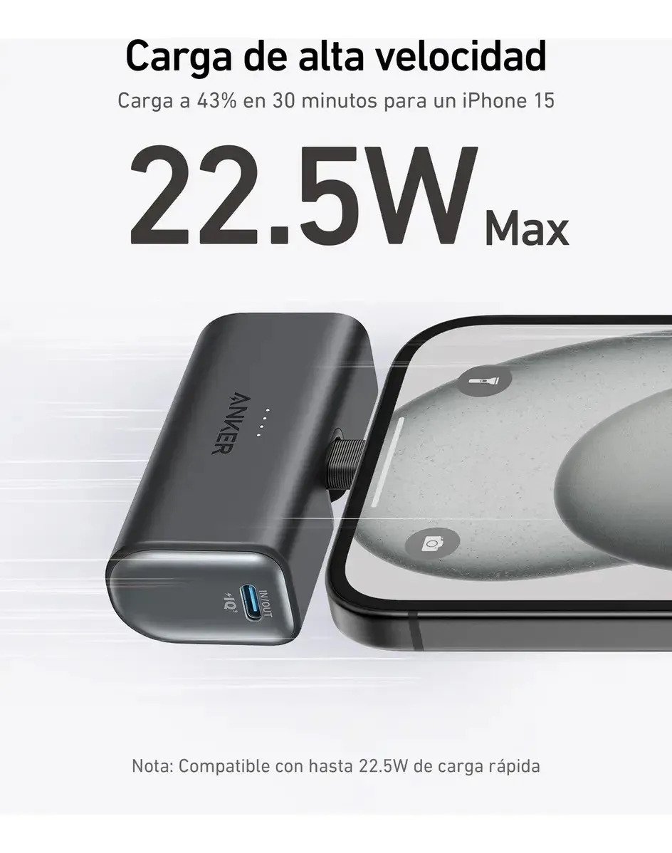 Cargador Portatil Power Bank Anker Nano 5000mah 225w Bateria Externa Para Celular Con Integrado Compatible Con Iphone Series 171615 Samsung Ipad Proair Y Mas