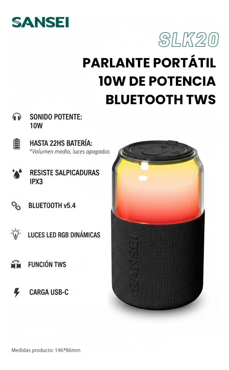 Parlante Portatil Sansei Bluetooth Slk20 10w
