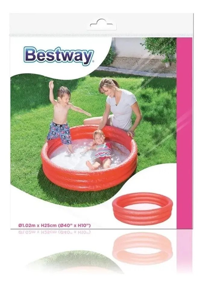 Pileta Inflable 3 Aros 102 X 25 Cm Bebes Ninos Bestway 51024 Color Rojo