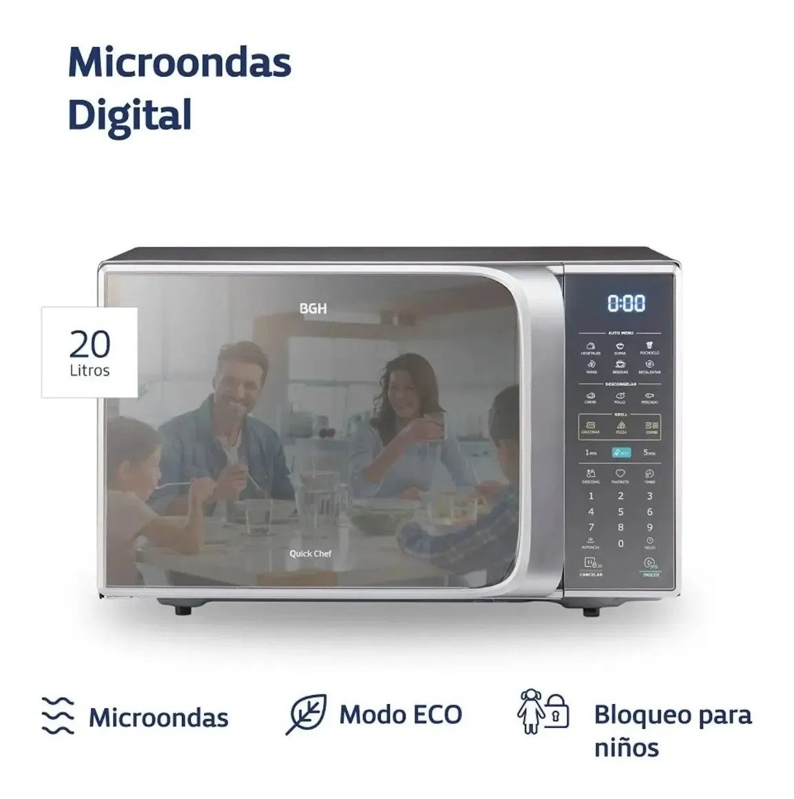 Microondas Bgh Digital Quick Chef Eco 20 Litros B120ds20 detalle 3