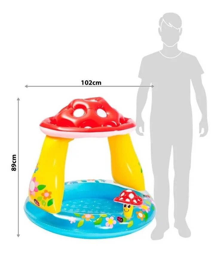 Pileta Redonda Inflable Para Bebe Intex Hongo 102 X 89 Cm Multicolor