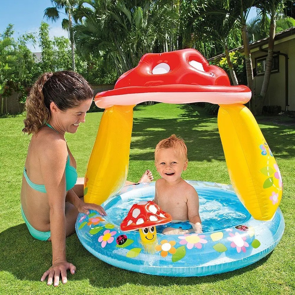 Pileta Redonda Inflable Para Bebe Hongo 102 X 89 Cm