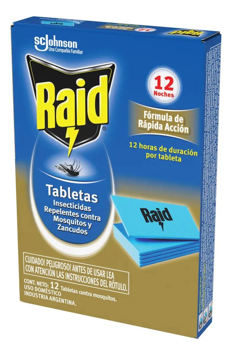 Raid Tabletas Repelente Insecticida Mosquitos 12 Noches