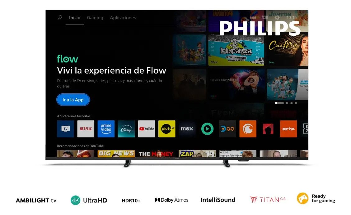 Smart Tv Philips 4k 65 Borderless Ambilight Y Titan Os