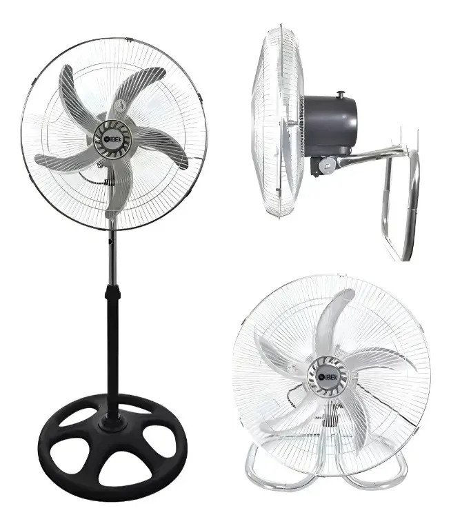 Ventilador 18 Pulgadas Ibek Ikv18 Pie Pared Piso 100w 3 En 1 4572 Cm Gris Plateado Aluminio 5