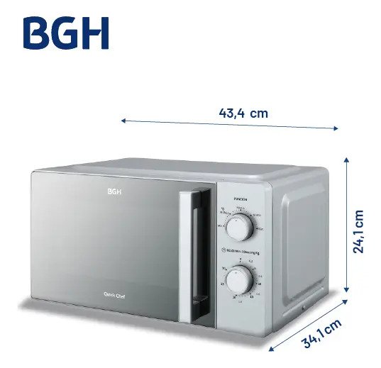 Microondas Bgh Mecanico 18l Silver Espejado B118ms25