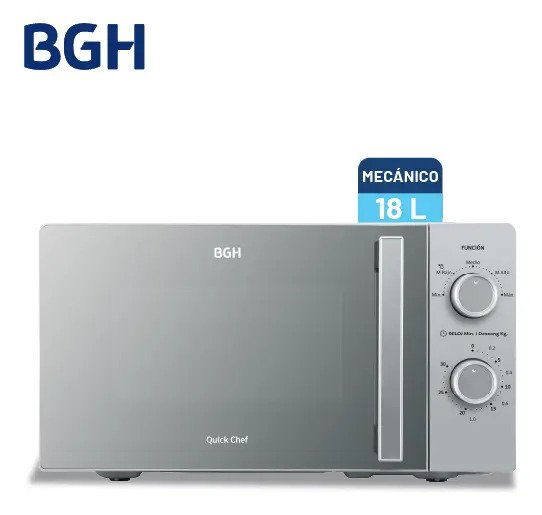 Microondas Bgh Mecanico 18l Silver Espejado B118ms25 detalle 2