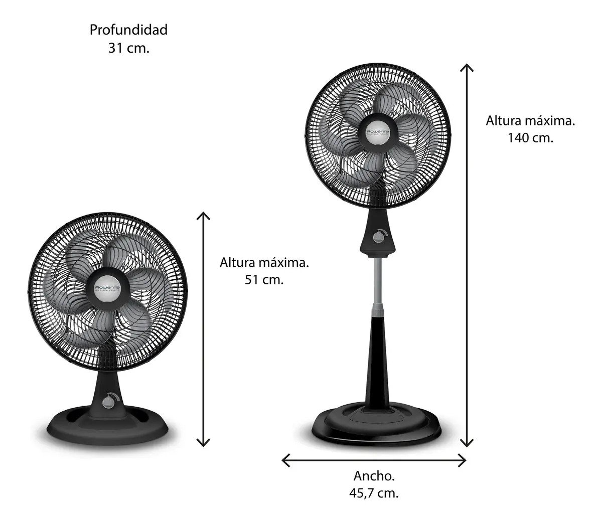 Ventilador Rowenta Silence Force 2 En 1 18 Negro 4572 Cm 50 Plastico 6 Silencioso