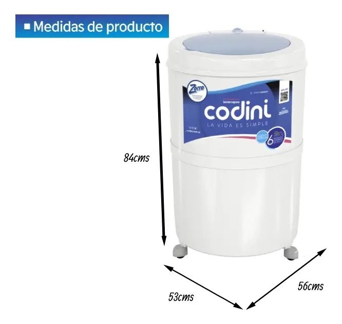 Lavarropas Codini Silent 4052 Blanco 10kg detalle 2