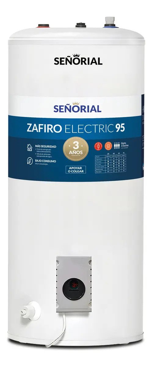 Termotanque Electrico Senorial Zafiro Teszp 95 80 Litros Color Blanco