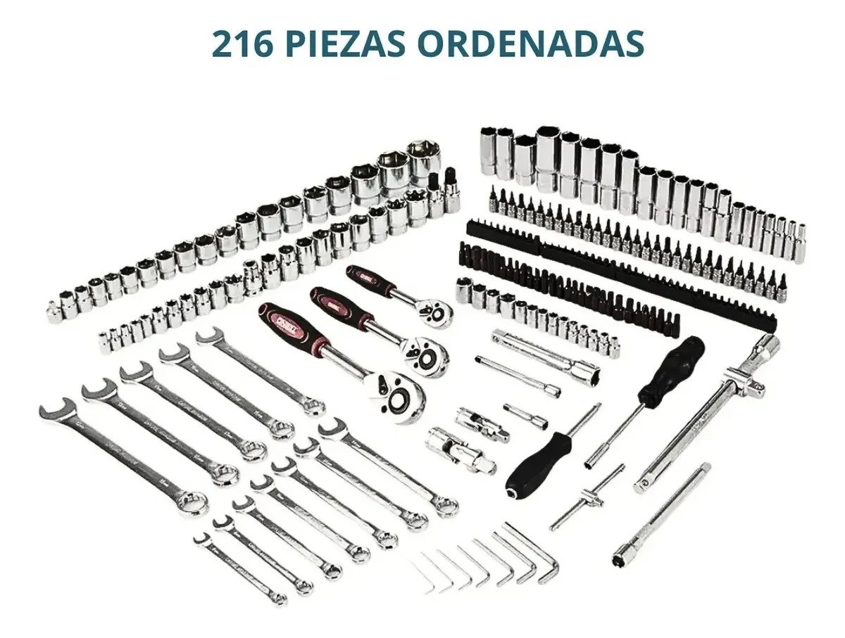 Juego De Herramientas 216 Piezas Set Tubos Llaves Completo Negro