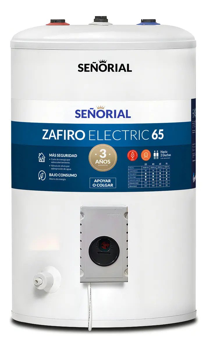 Termotanque Electrico Senorial Tesz 65 Zafiro Blanco 50 Litros Superior