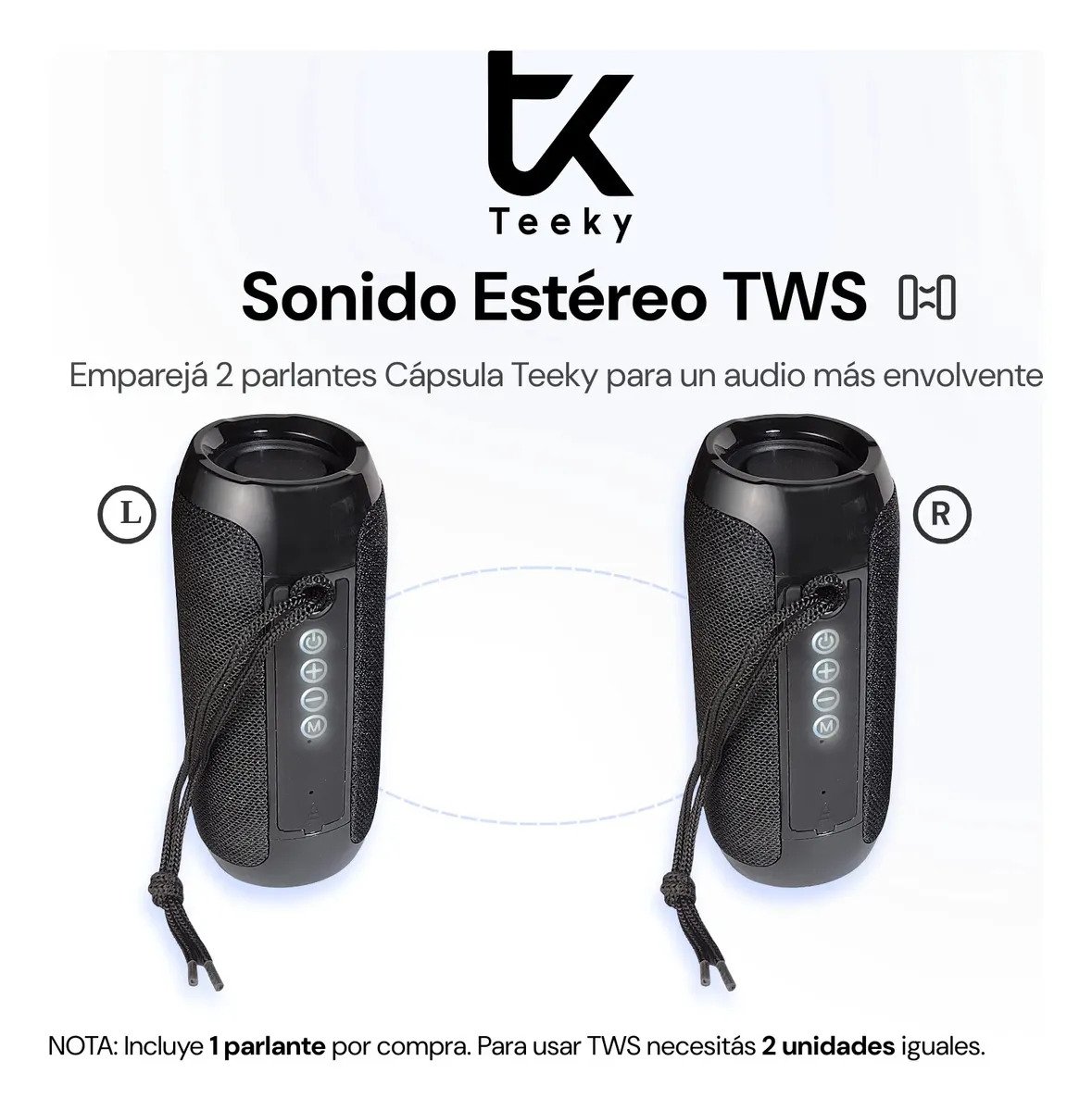Parlante Bluetooth Portatil Teeky Tg 117 Negro Inalambrico Con Radio Usb