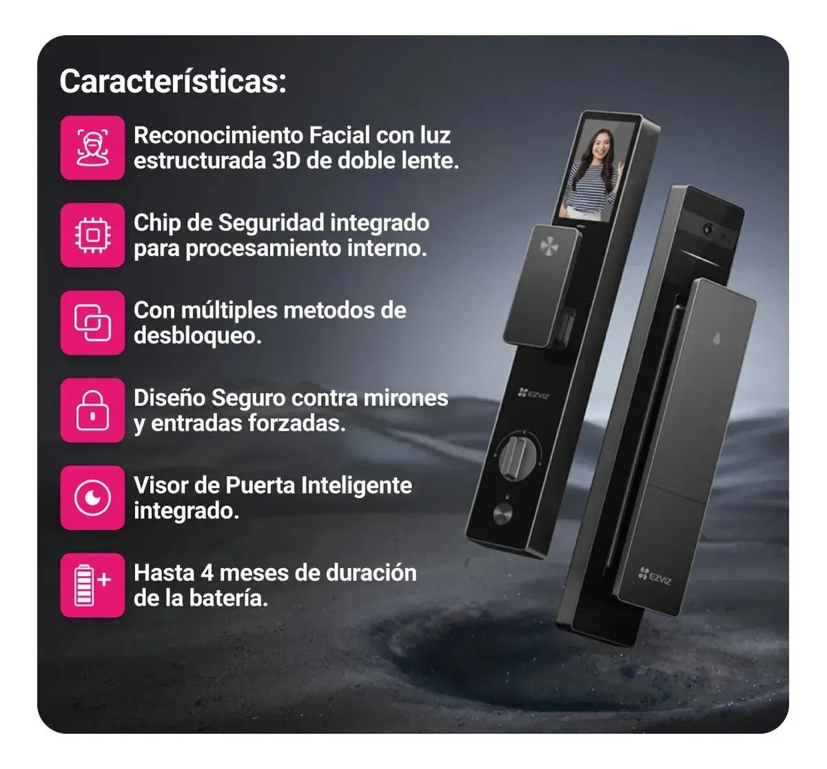 Ezviz Dl50 Cerradura Inteligente Con Reconocimiento Facial Color Gris Grafito
