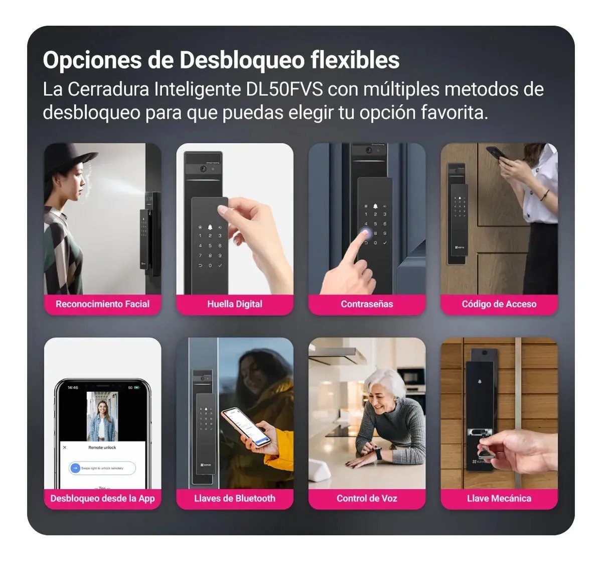 Ezviz Dl50 Cerradura Inteligente Con Reconocimiento Facial Color Gris Grafito