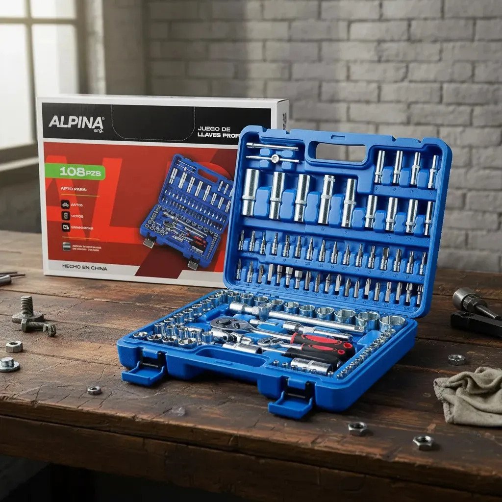 Caja 108 Piezas Juego Llaves Tubos Punta Combinadas Alpina