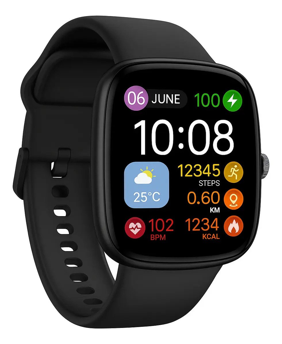 Smartwatch Jd Cairo Pantalla 183 Cuadrado Llamadas Bluetooth Presion Arterial Control De Musica Reloj Inteligente Color Negro