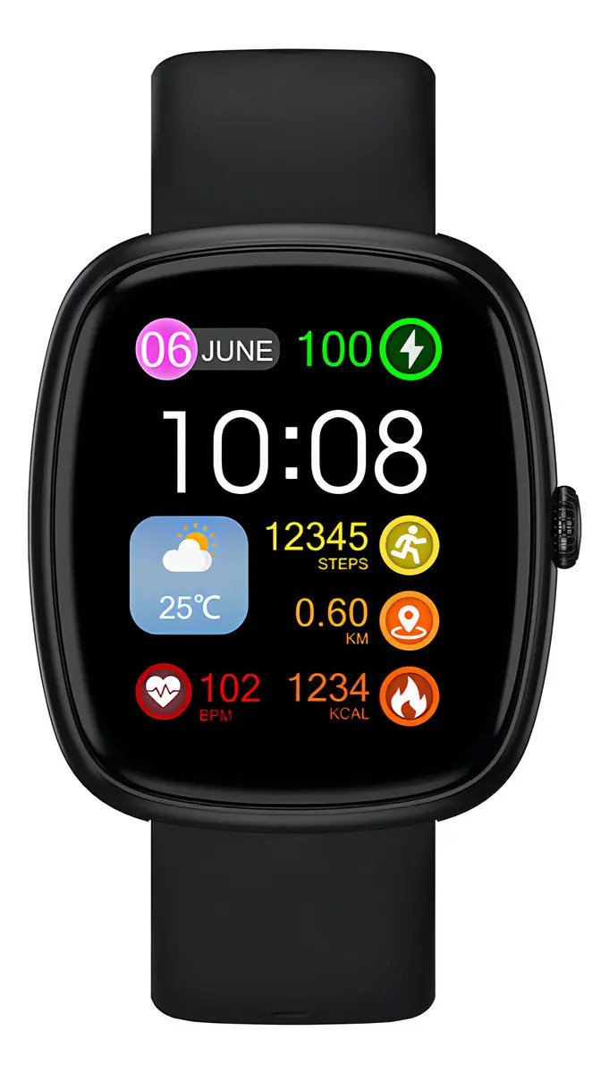 Smartwatch Jd Cairo Pantalla 183 Cuadrado Llamadas Bluetooth Presion Arterial Control De Musica Reloj Inteligente Color Negro