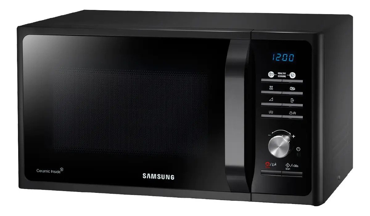 Microondas Grill Samsung De Interior Ceramico Mg23f3k3tak 23l Negro
