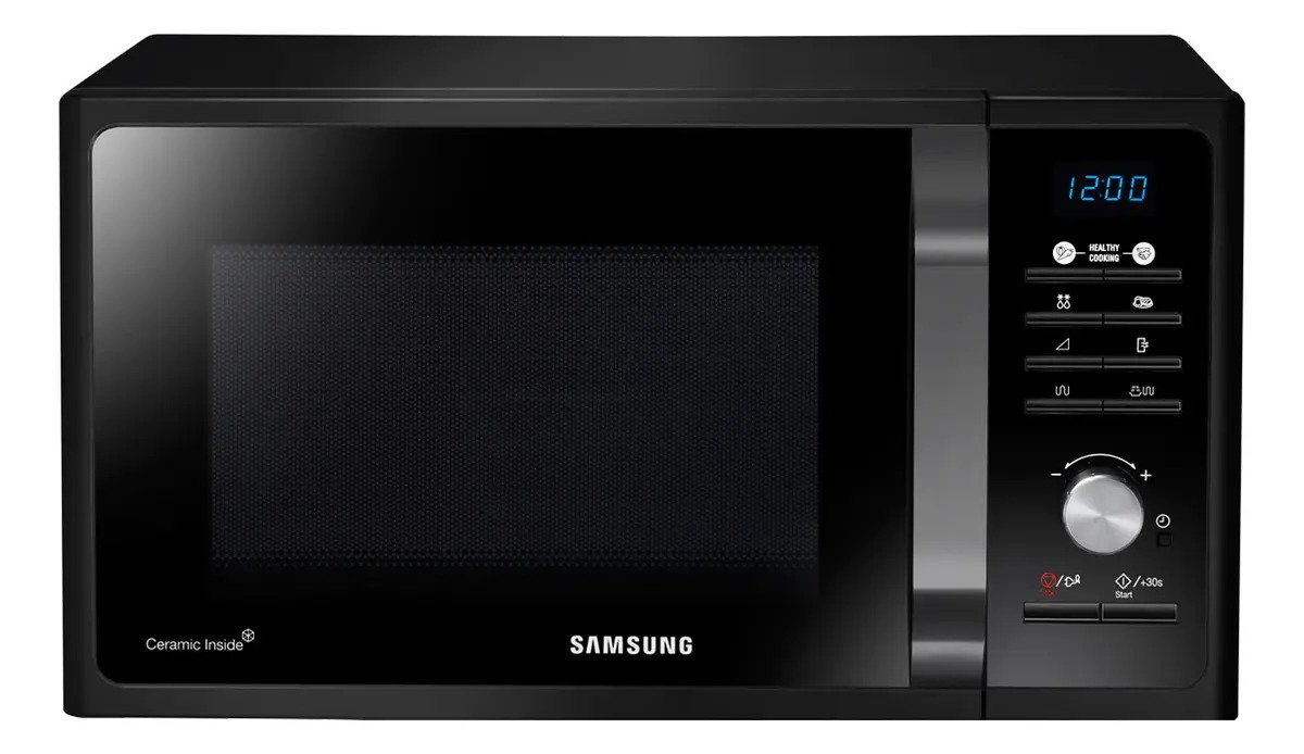 Microondas Grill Samsung De Interior Ceramico Mg23f3k3tak 23l Negro detalle 1