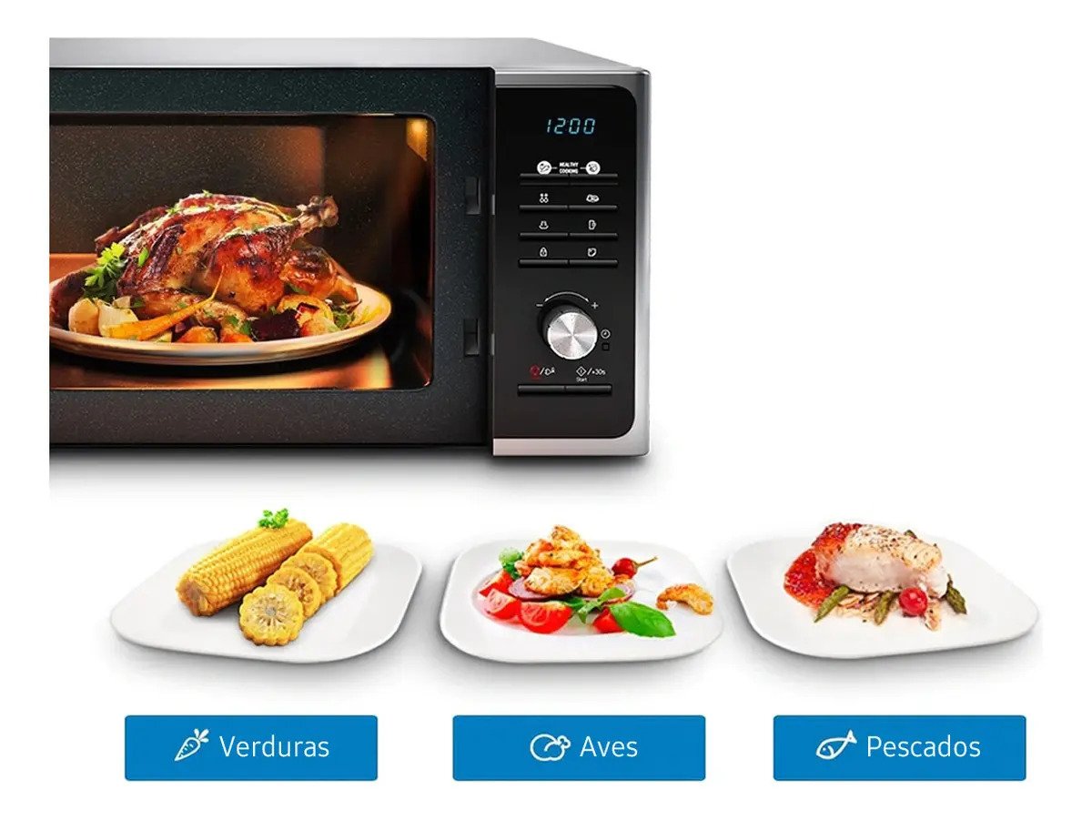 Microondas Grill Samsung De Interior Ceramico Mg23f3k3tak 23l Negro detalle 3
