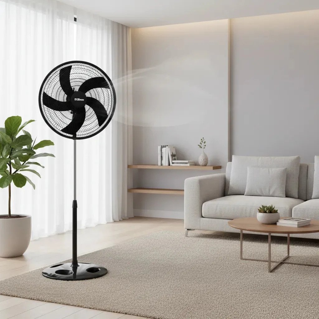Ventilador De Pie Liliana Vp20p Negro De 20 Con 5 Aspas Y 3 Velocidades