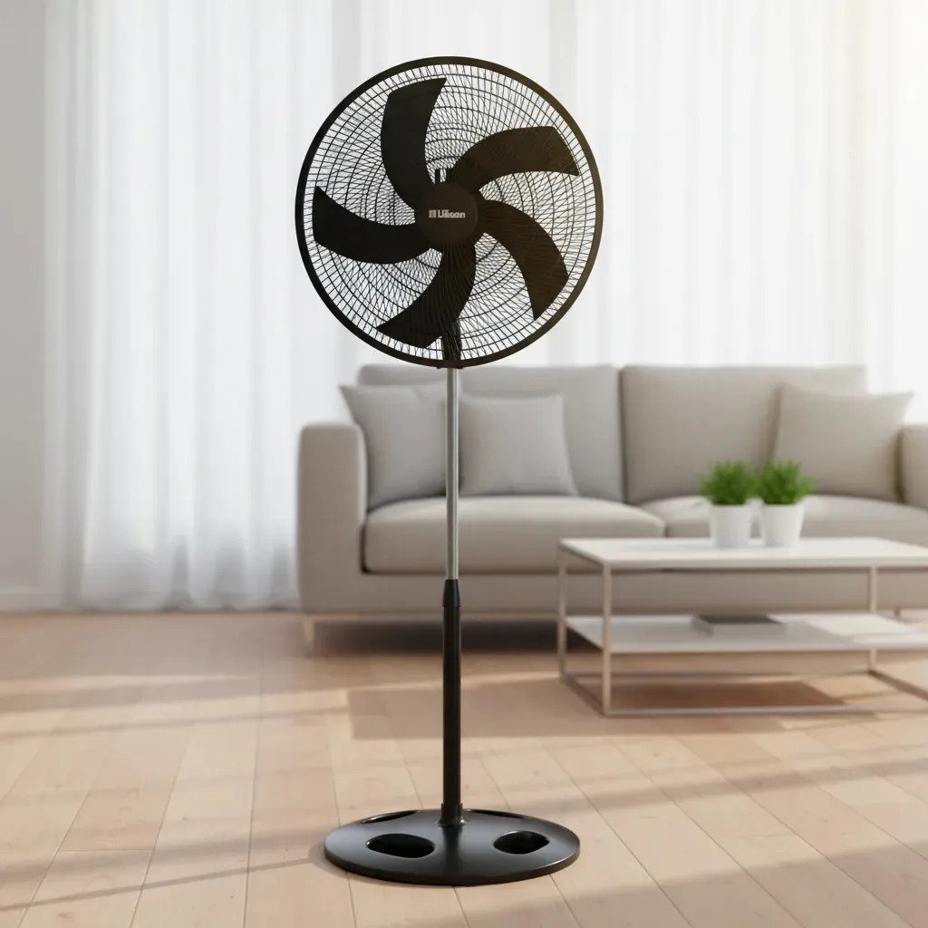 Ventilador De Pie Liliana Vp20p Negro De 20 Con 5 Aspas Y 3 Velocidades