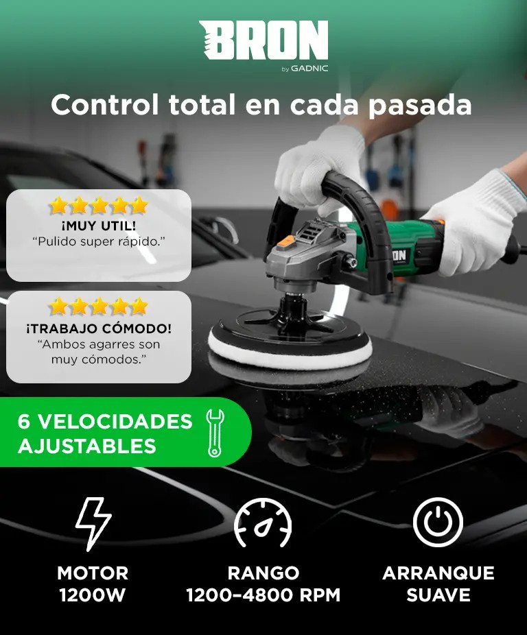 Pulidora Electrica Gadnic 1200w Lustradora Velocidad Variable 180mm Auto