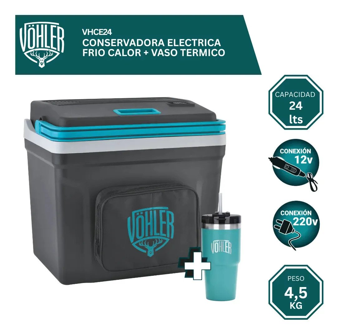 Heladera Electrica Vohler 24l Frio Calor 12v 220v Negra