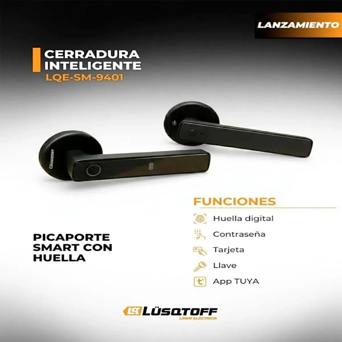 Cerradura Smart Interior Inteligente Con Picaporte Lusqtoff Negro