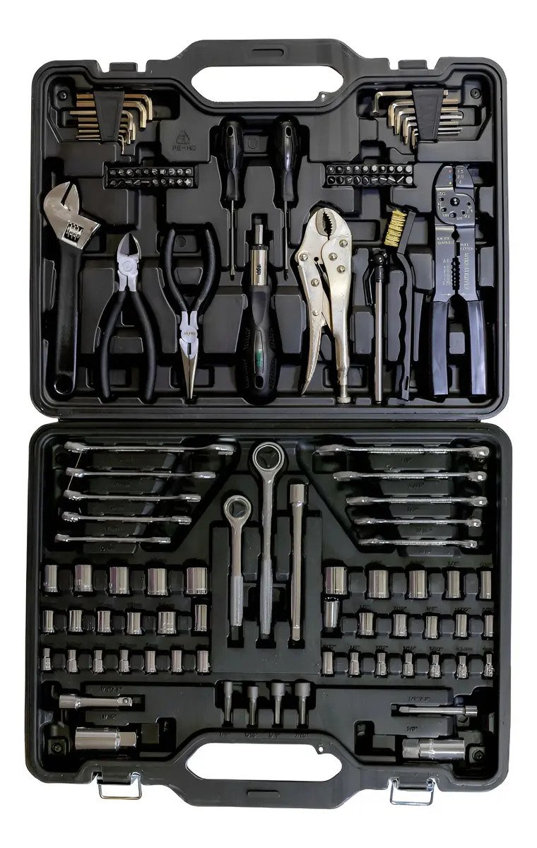 Set 123 Herramientas Virel Kit Llave Tubo Acero Cromo Vanadio Auto Camion