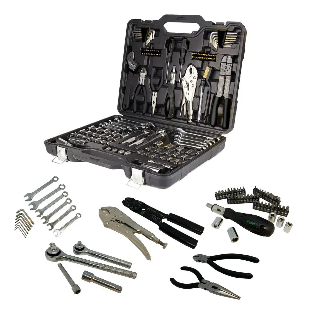 Set 123 Herramientas Virel Kit Llave Tubo Acero Cromo Vanadio Auto Camion