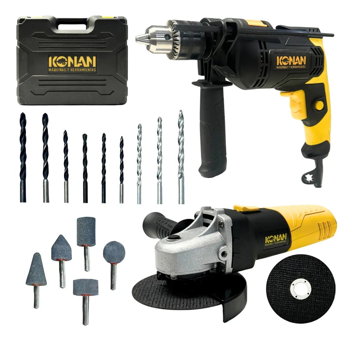 Combo Taladro 750w Y Amoladora Angular 115mm 720w Konan Bricolaje