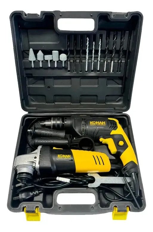 Combo Taladro 750w Y Amoladora Angular 115mm 720w Konan Bricolaje