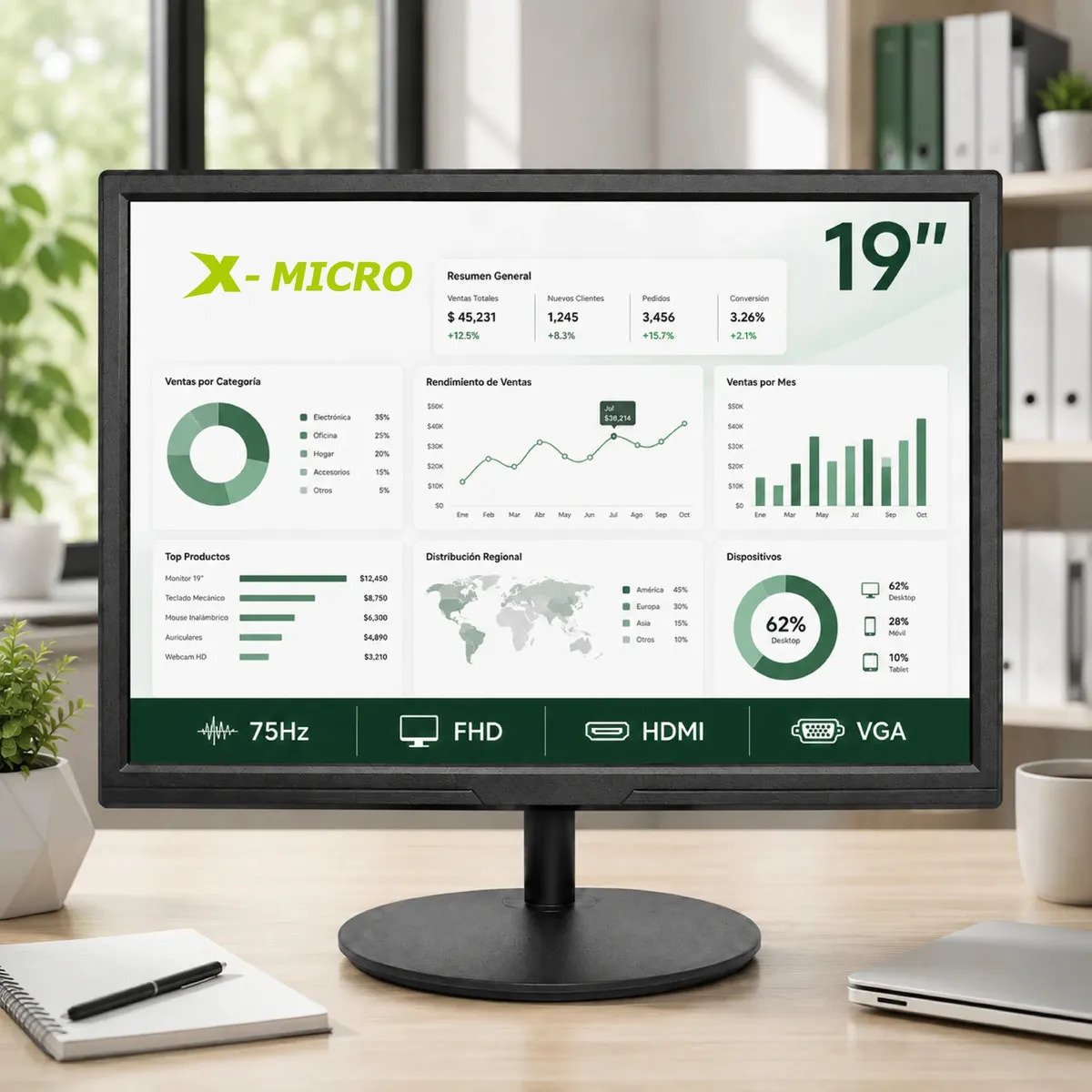Monitor X Micro Con Pantalla De 19 75hz Resolucion Wxga