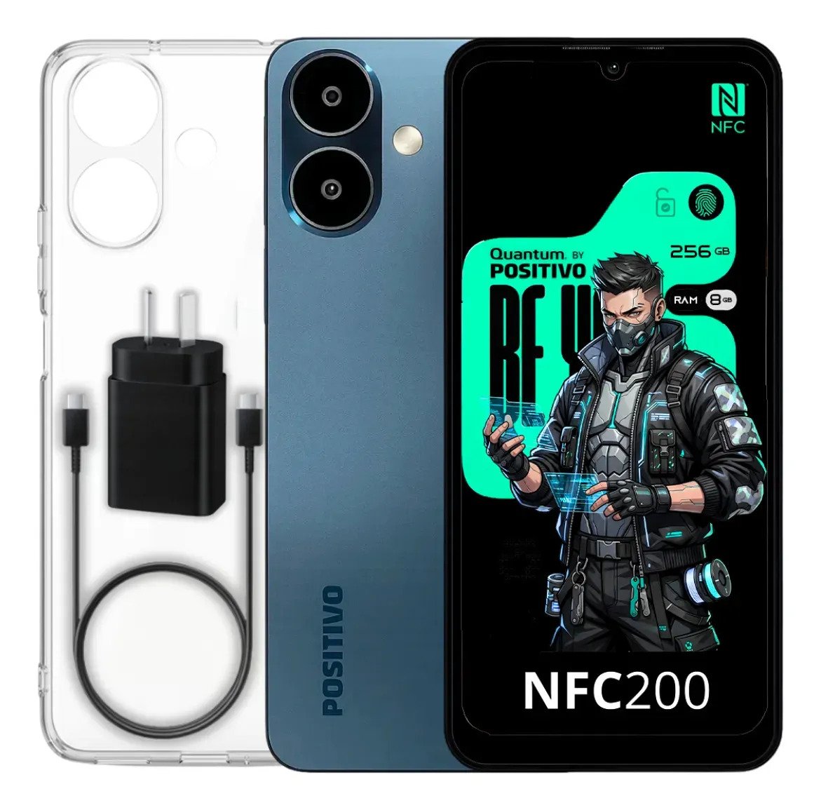 Celular Quantum Nfc200 256 Gb 8 Gb Ram Camara 50 Mp Pantalla 682 Fhd Nfc Negro