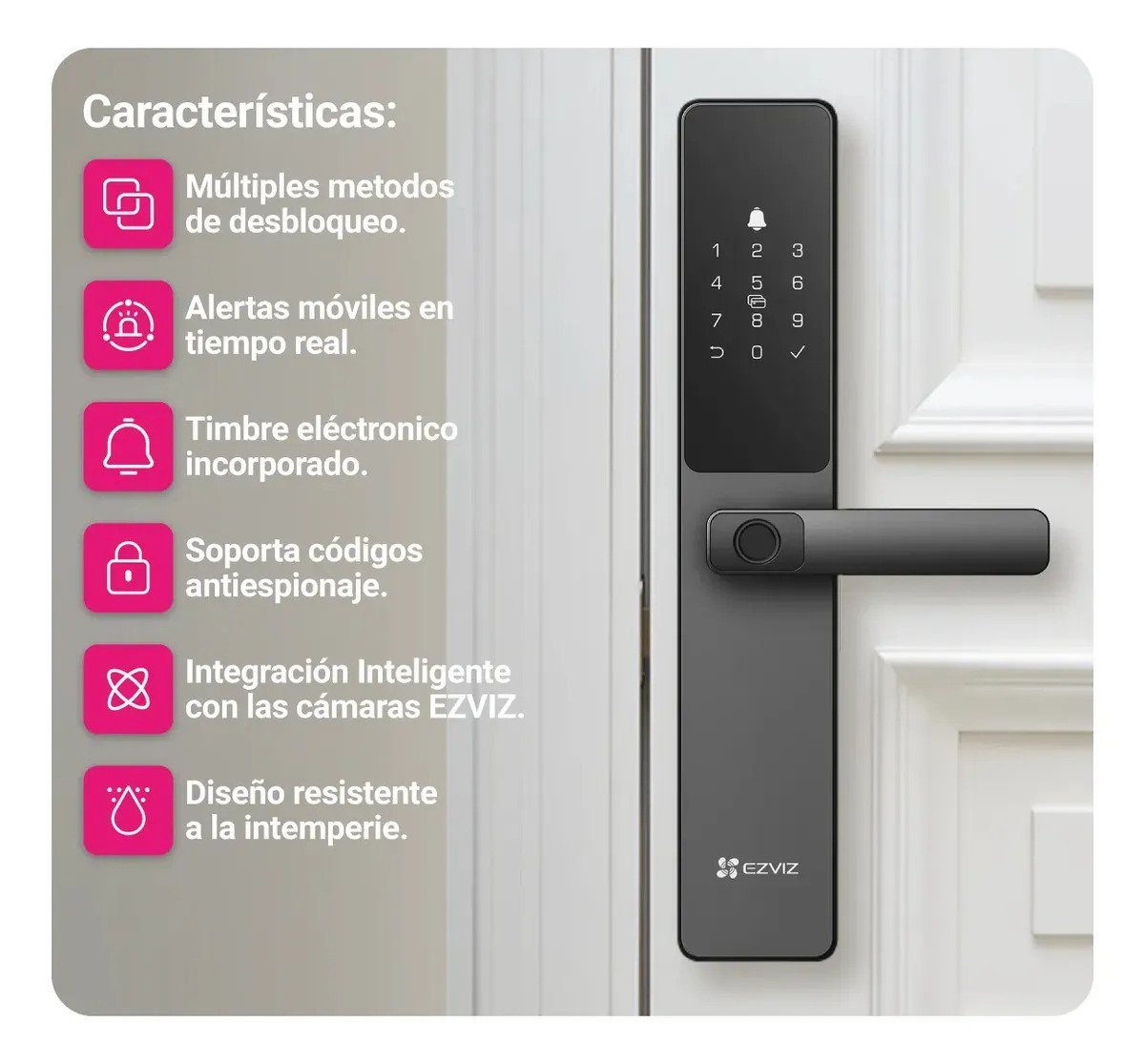 Ezviz Cs Dl05 Cerradura Inteligente Con Huella Dactilar Color Gris