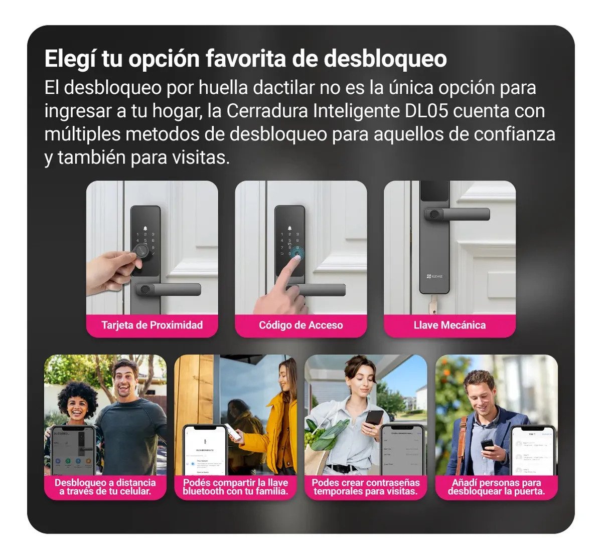 Ezviz Cs Dl05 Cerradura Inteligente Con Huella Dactilar Color Gris