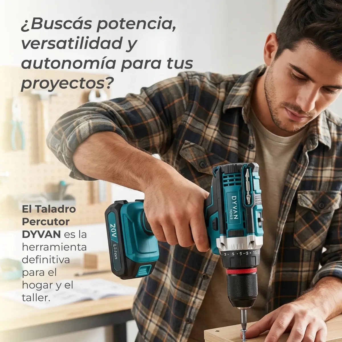 Taladro Percutor Inalambrico Dyvan 20v Con Maletin Y Accesorios