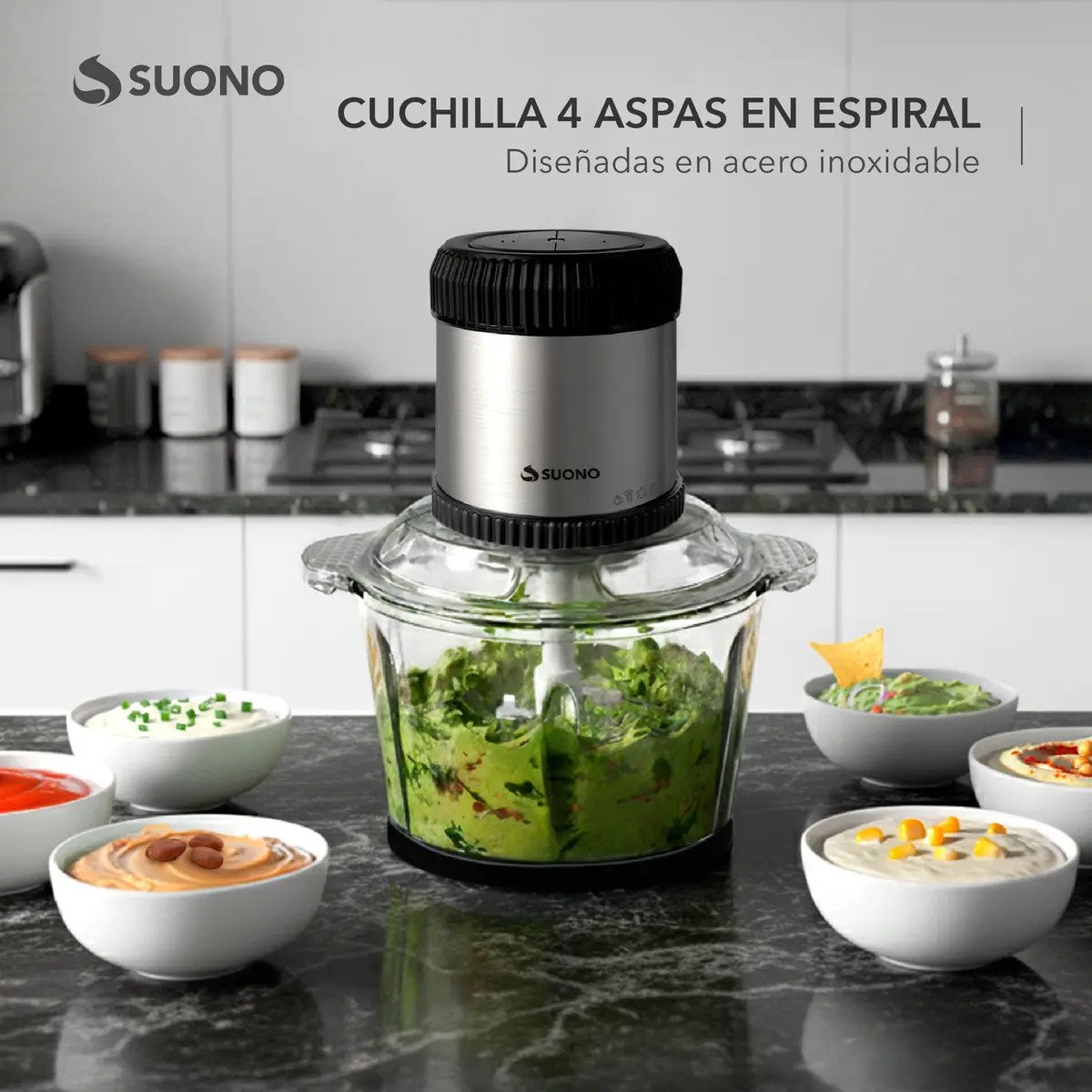 Picadora Procesadora De Alimentos Suono Cortadora 2l Negro