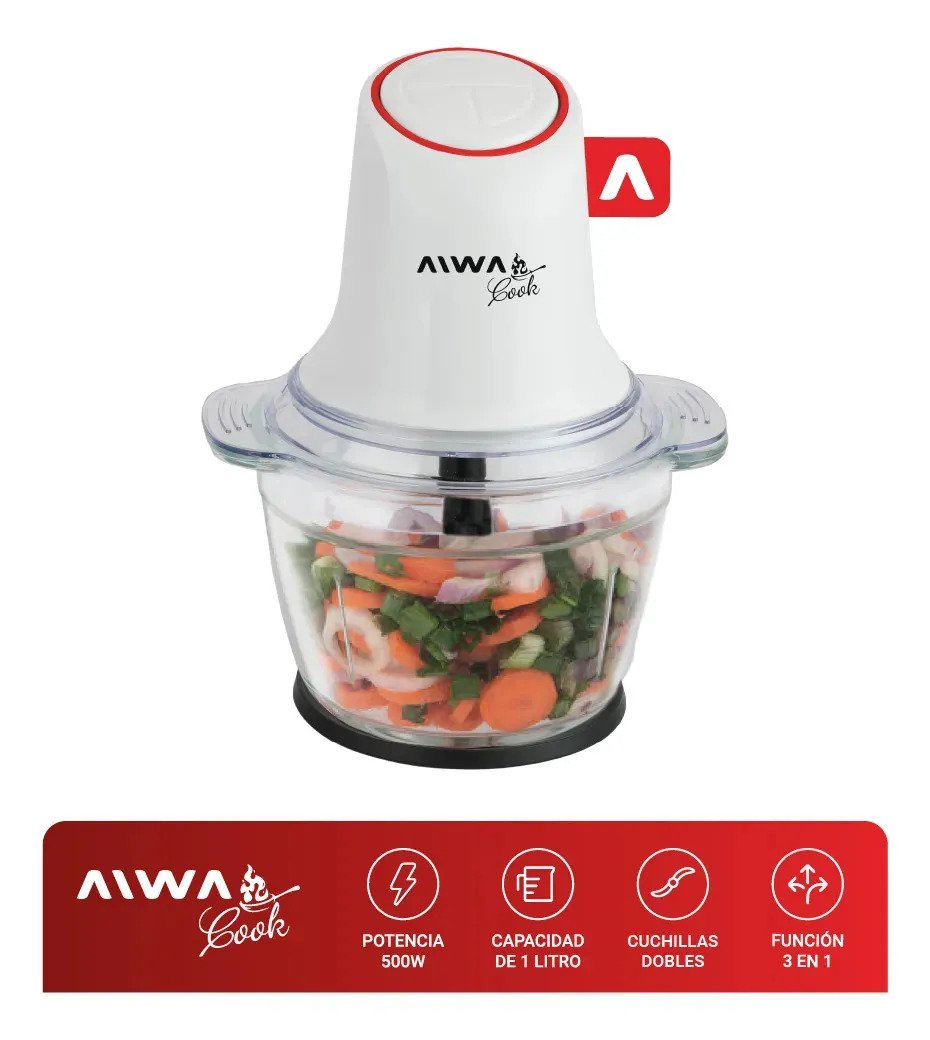 Picador De Alimentos Aiwa Cook 1l 500w Acero Inoxidable