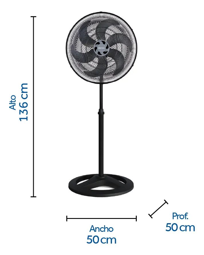Ventilador De Pie Ventisol Vp3853v 6 Aspas Funcion Turbo Negro
